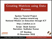 Creating Matrices using Data Frames - thumb